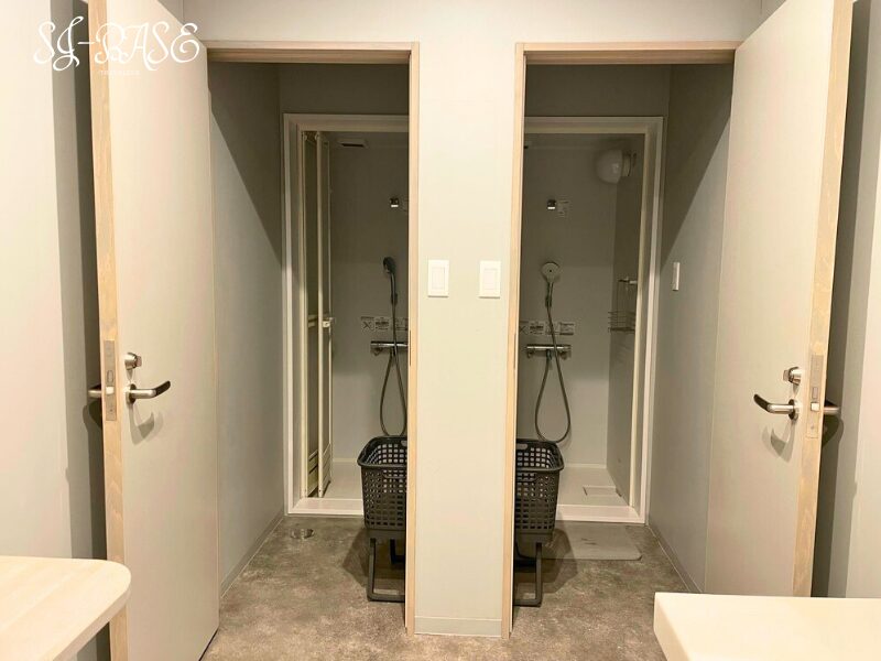 スノーピーク白河高原 冬 フリーサイト側 シャワー室